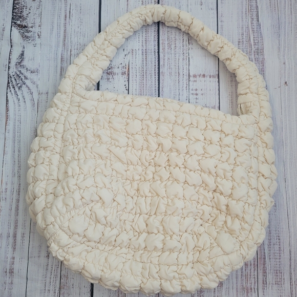 COS Oversized Quilted Crossbody Bag Puffy Pillowy Beige Ivory Cream - Picture 3 of 8